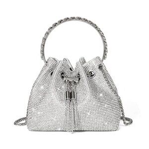 Crystal Rhinestone Evening Bag Tassel Drawstring Party Wedding Sparkle Purse